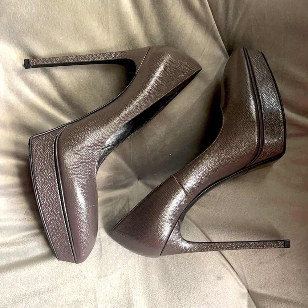 YSL Saint Laurent Paris Grey platform heels 39.5